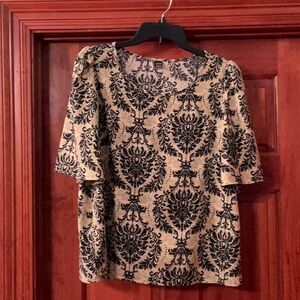 SHEIN Black Embellished Boxy 3/4 Sleeve Blouse